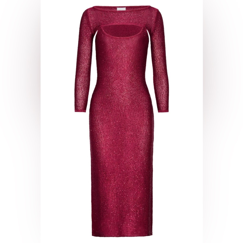 NWT MISA Los Angeles LISETTE DRESS* Knits In Crimson size large - Picture 5 of 15